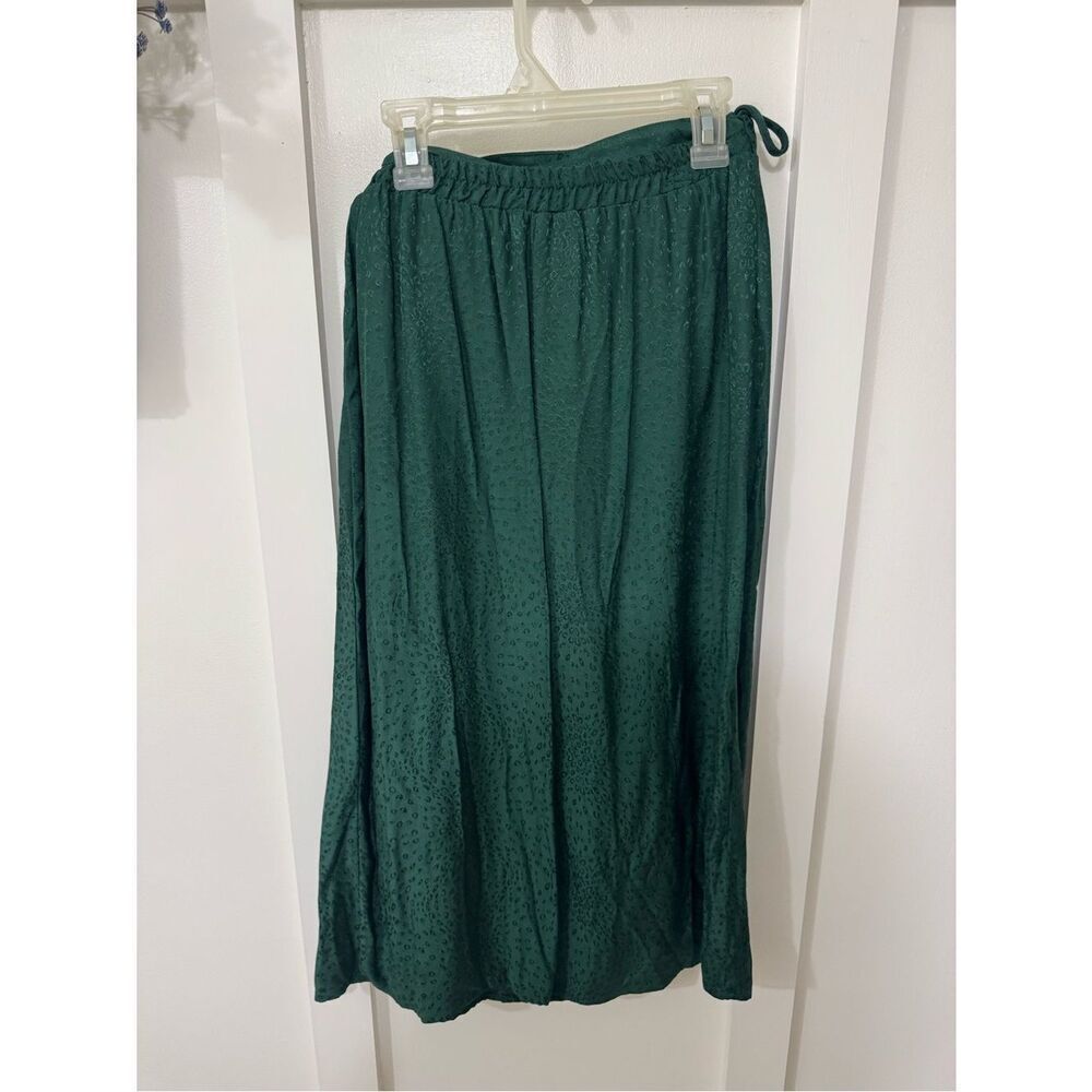 Midi Wrap Skirt in Emerald Green - Picture 2 of 5